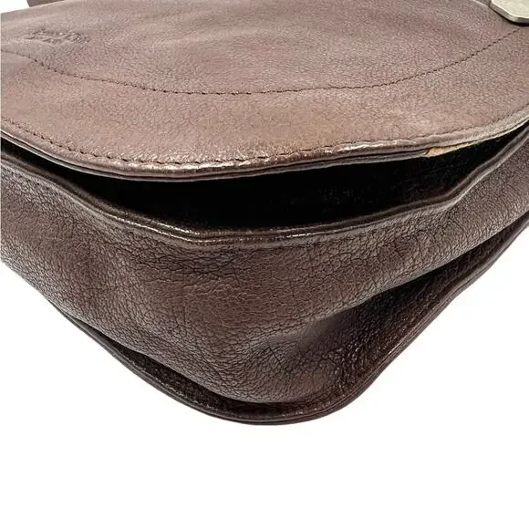 Kenneth Cole Boho Vintage 90s Y2K Boho Aged Leather Crossbody Flap Saddle Bag